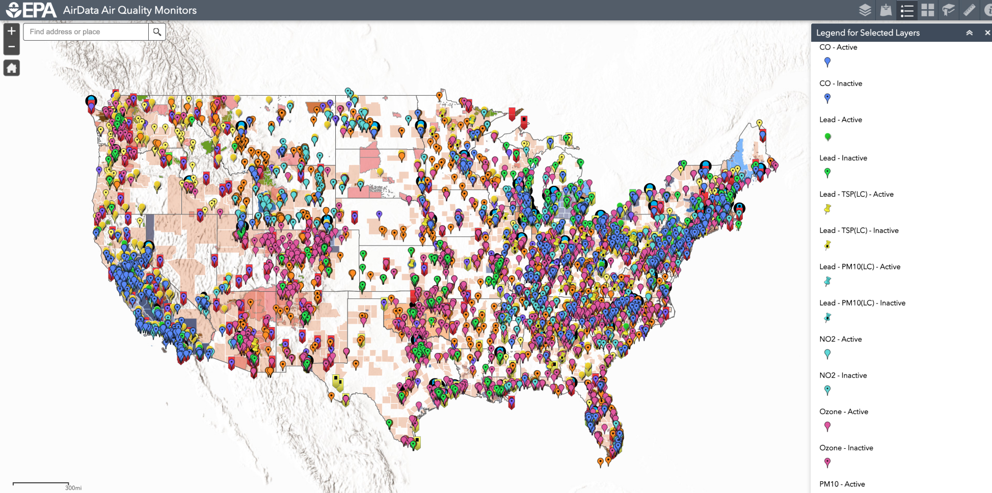 Environmental Protection Agency AirData Air Quality Monitors