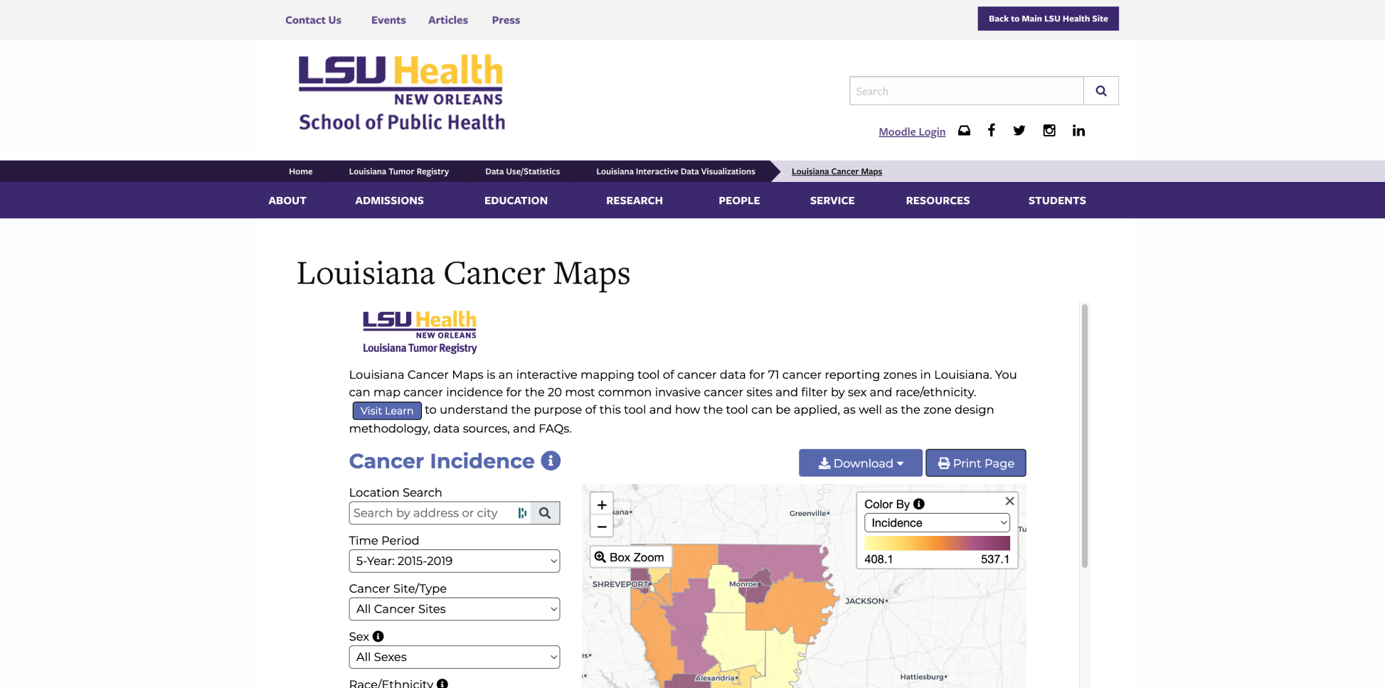 Louisiana Cancer Maps