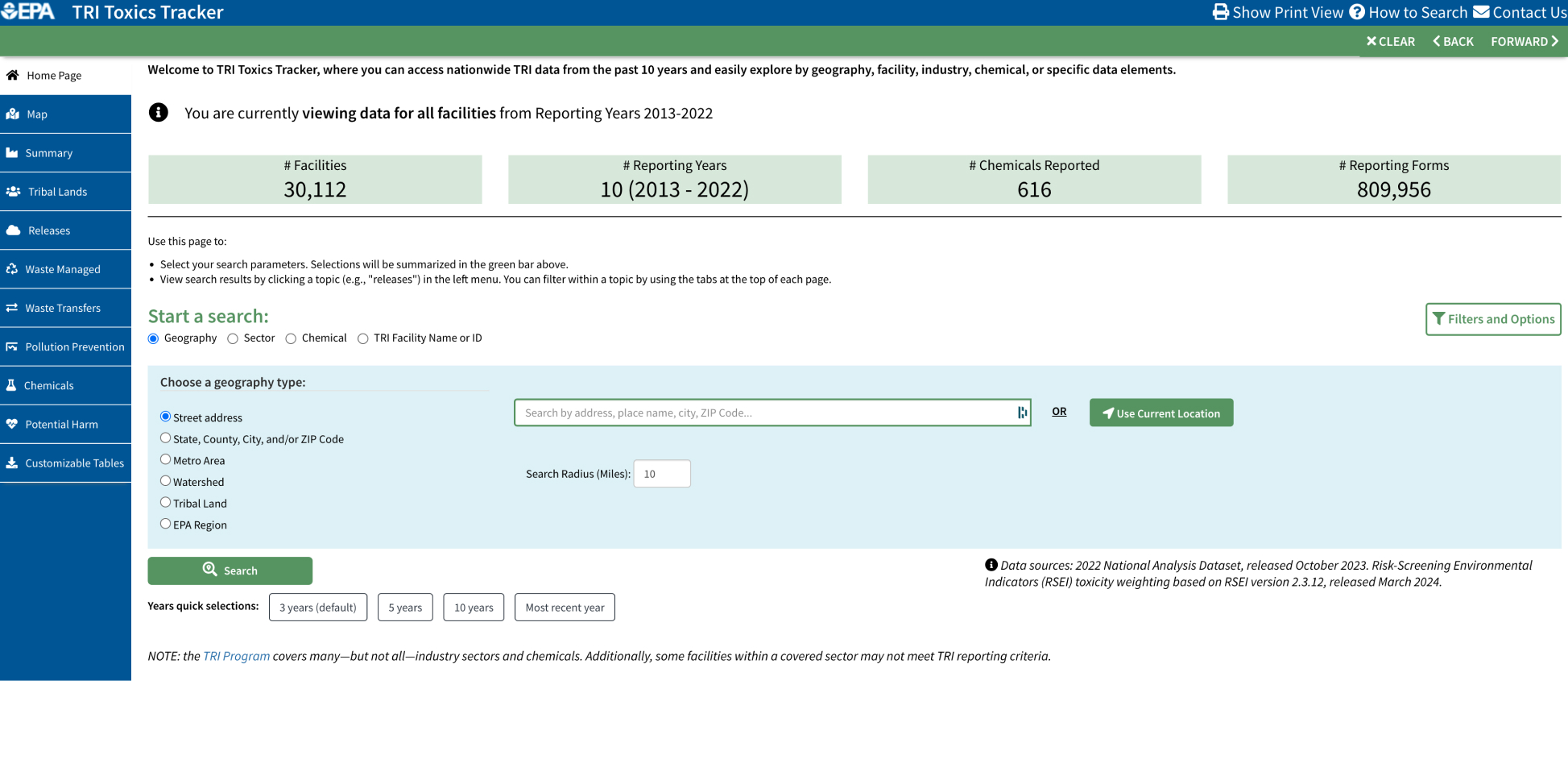 Toxic Release Inventory Toxics Tracker